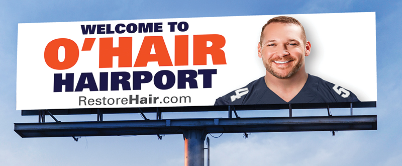 Brian Urlacher Restore Hair Billboard Photography by Chicago Commercial Photography.